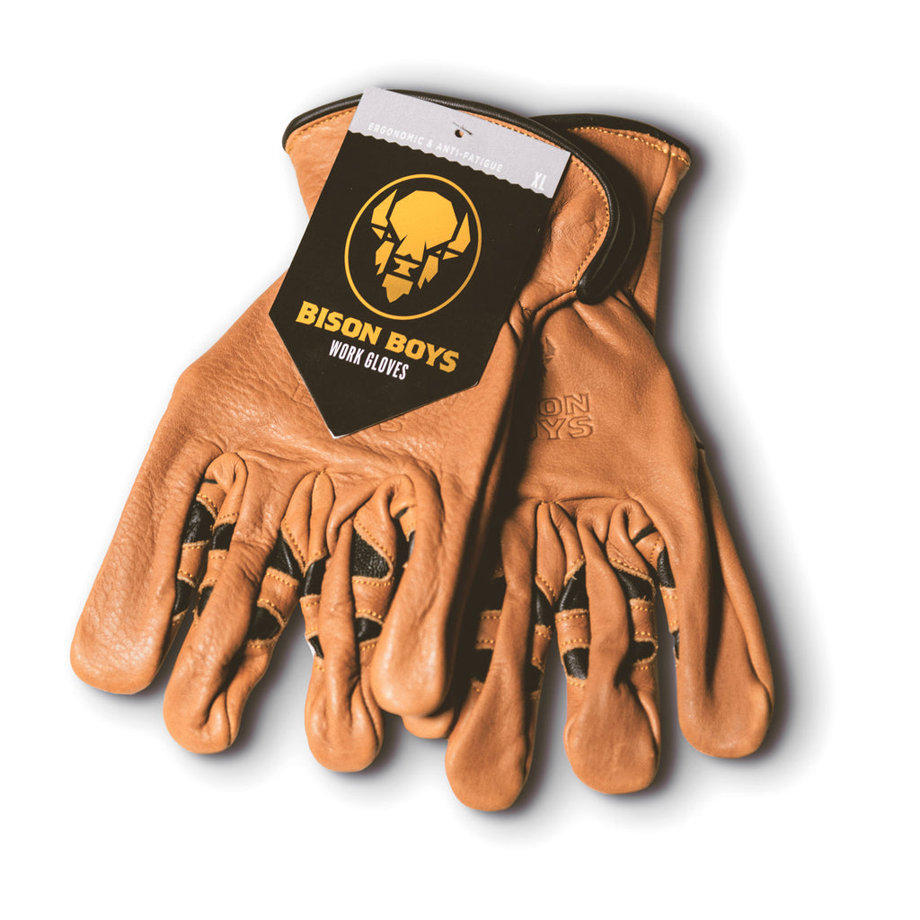 American Made Buffalo Leather Work Gloves , 650, Size: Large
